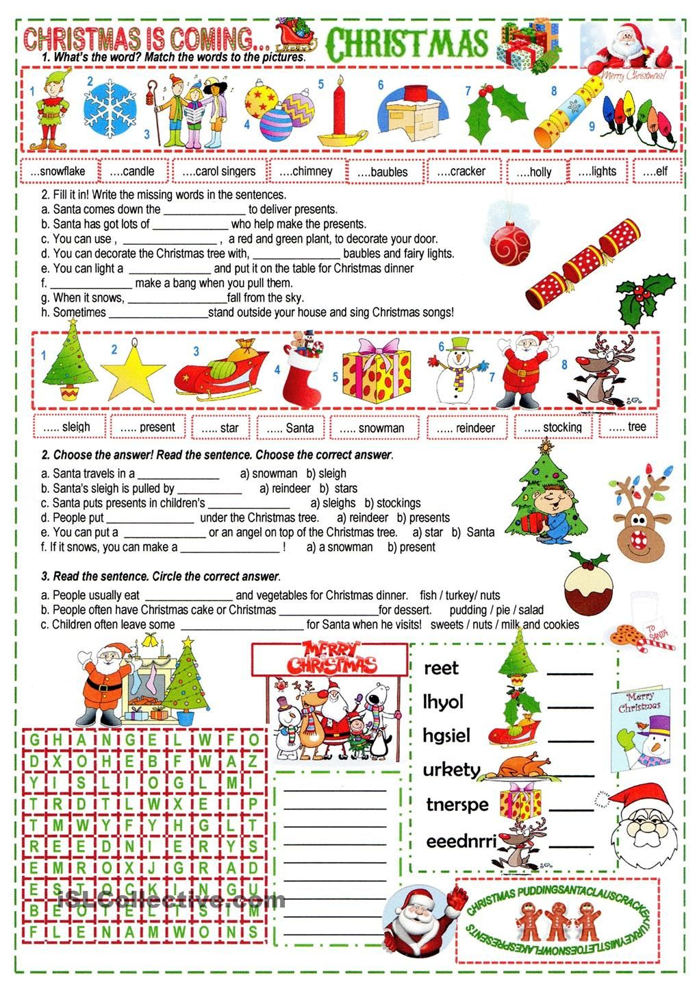 A Xmas Cloze | Christmas Worksheets, Christmas Lesson