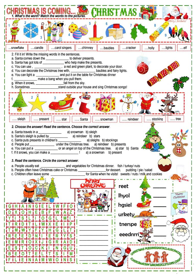 A Xmas Cloze - English Esl Worksheets For Distance Learning