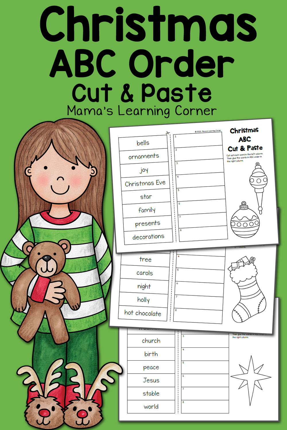 Christmas Abc Order Worksheets: Cut And Paste! - Mamas