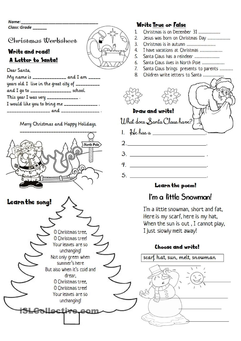 Christmas Activities | Christmas Worksheets, Christmas