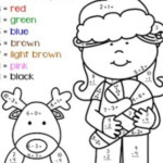 Christmas Addition Coloring Worksheets For First Grade