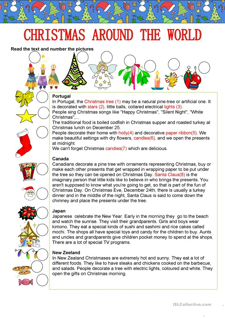 Christmas Around The World - English Esl Worksheets For