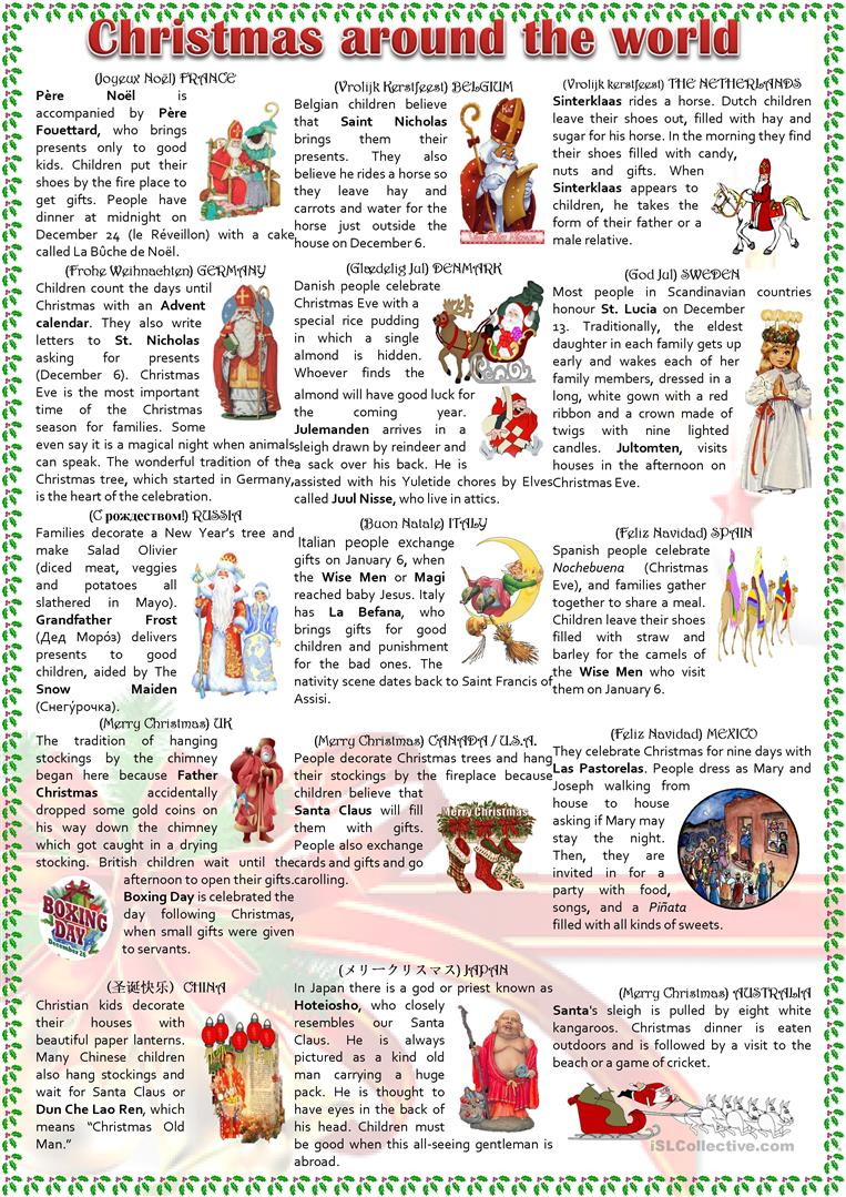 Christmas Around The World - English Esl Worksheets For
