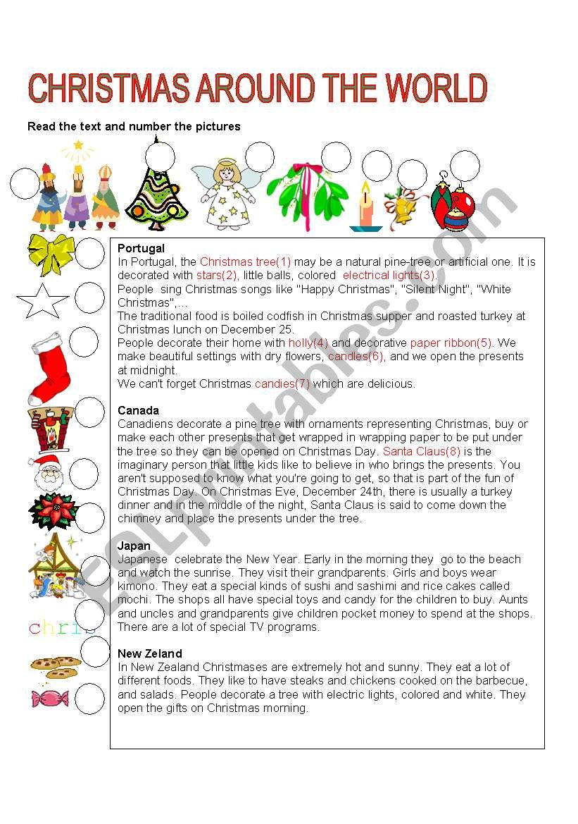 Christmas Around The World - Esl Worksheets.lefevre