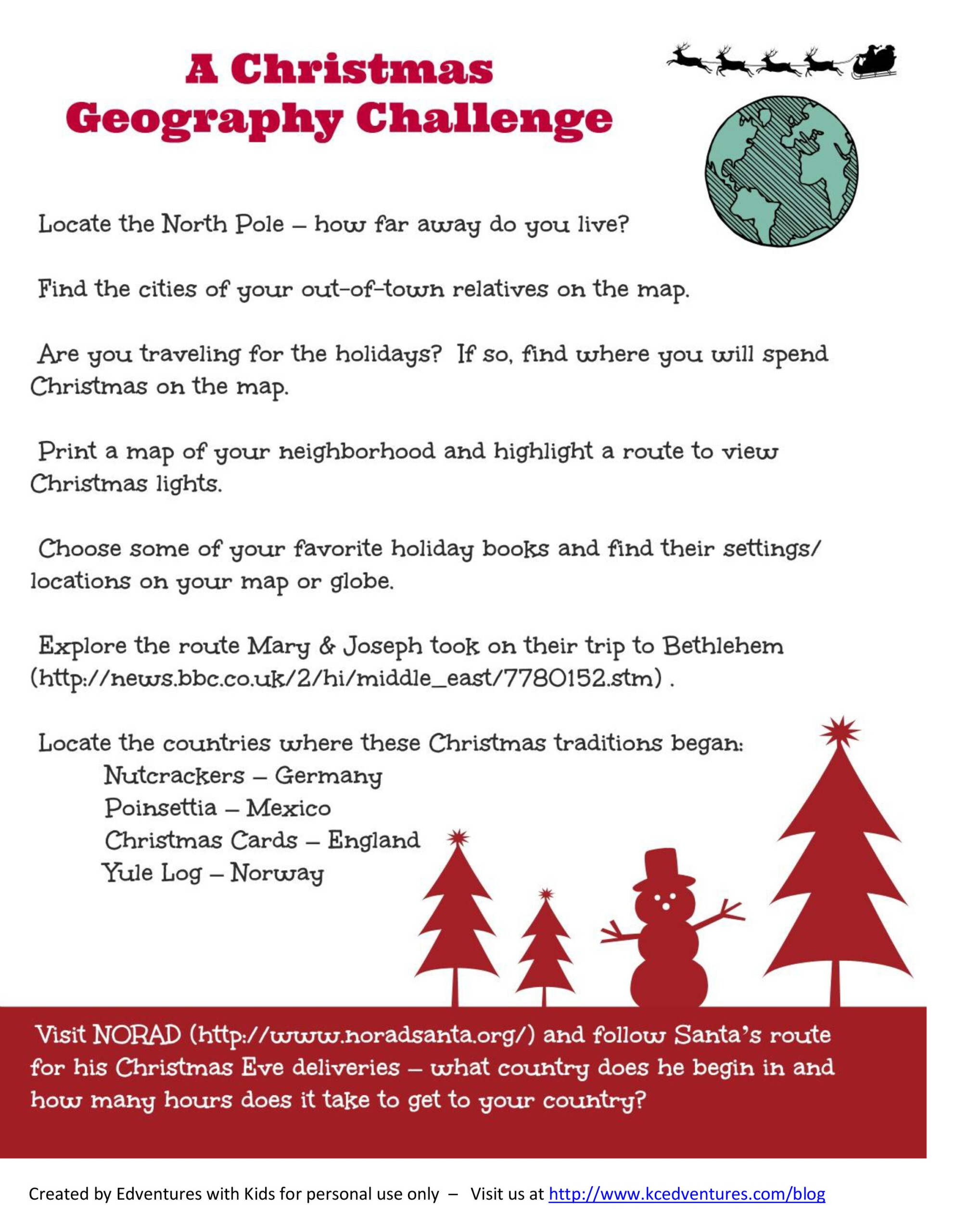 Christmas Around The World | Free Printable Map Activity