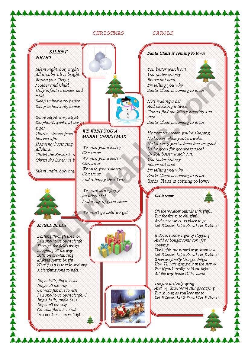 Christmas Carols - Esl Worksheeta_K_