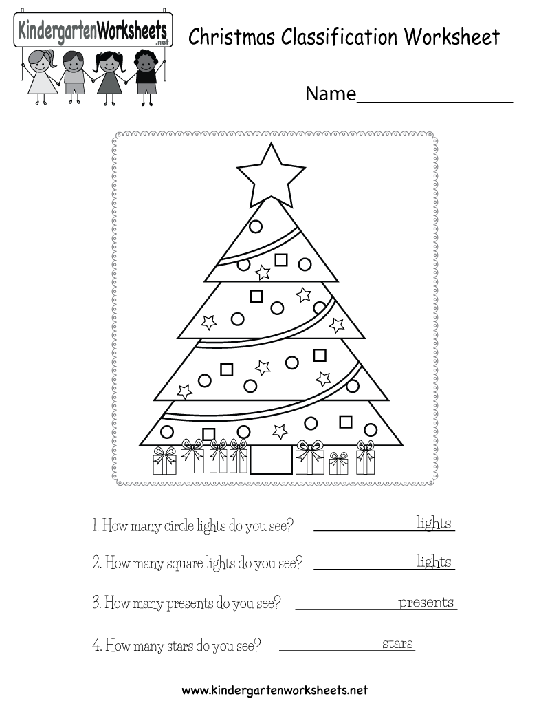 Christmas Classification Worksheet - Free Kindergarten