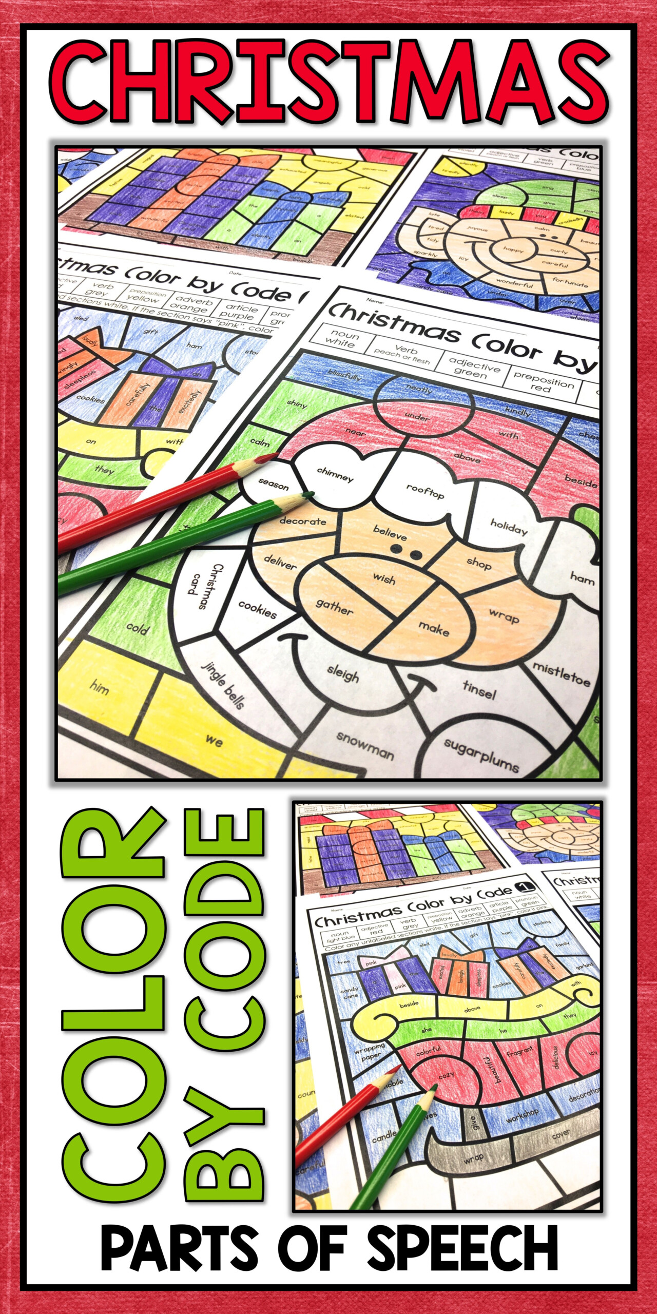 Christmas Coloring Pages Parts Of Speech Colornumber