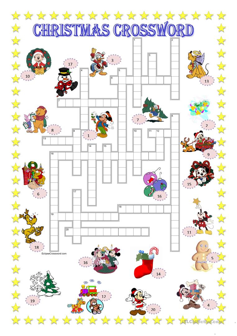 Christmas Crossword + Key - English Esl Worksheets For