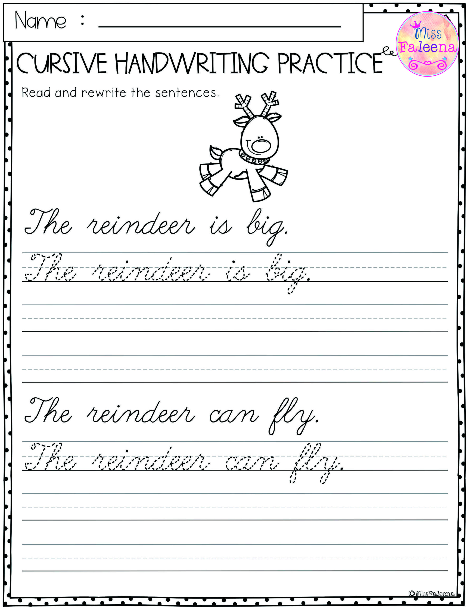 Christmas Cursive Handwriting Practice | Cursive Handwriting