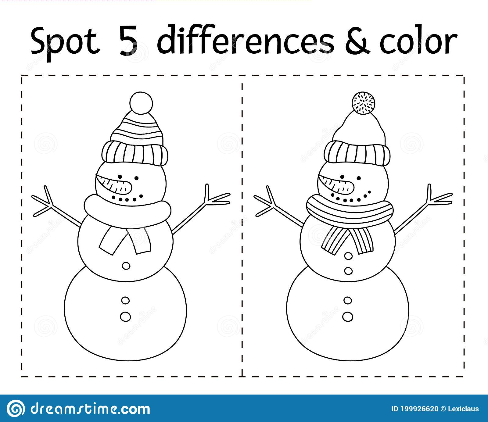 Christmas Find Differences And Color Game For Children