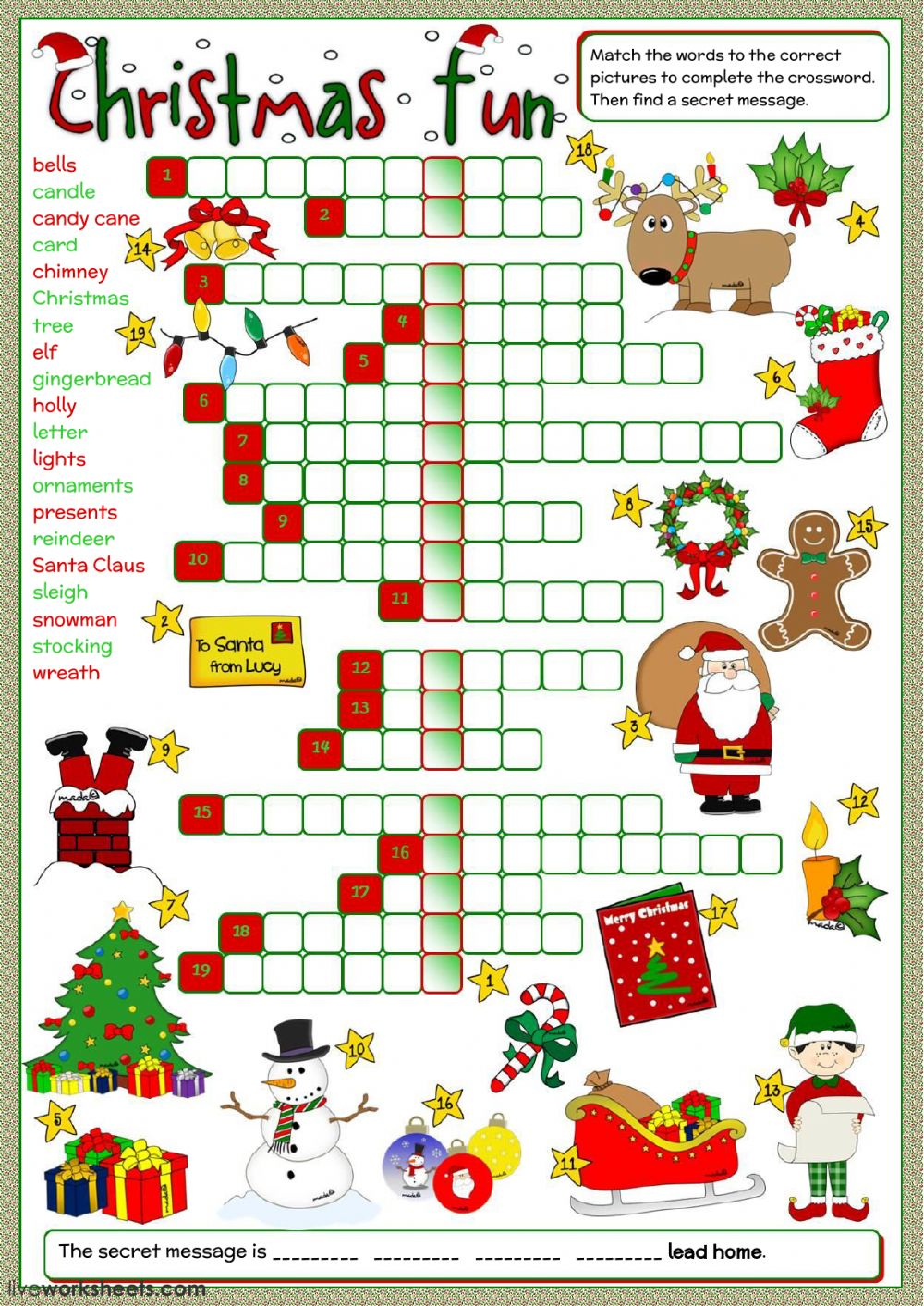 Christmas Fun - Crossword Worksheet