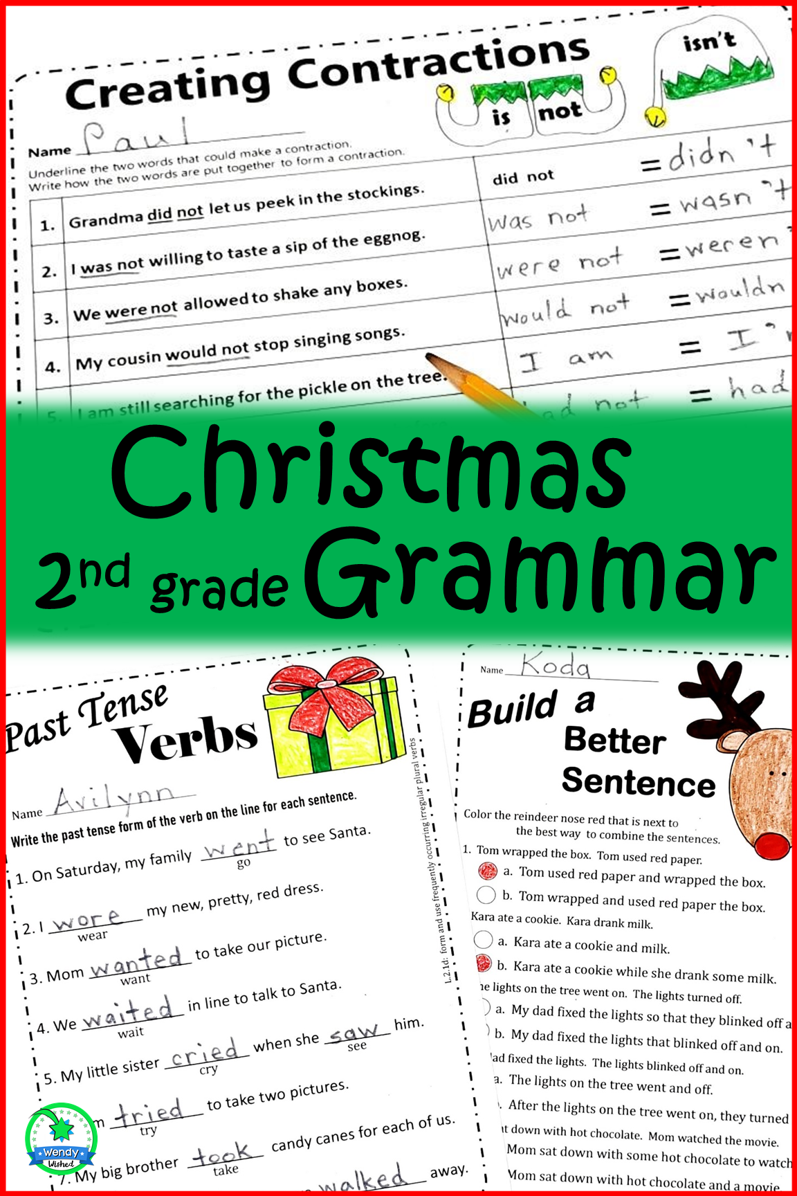 Christmas Grammar Worksheets With Digital Version | 2Nd