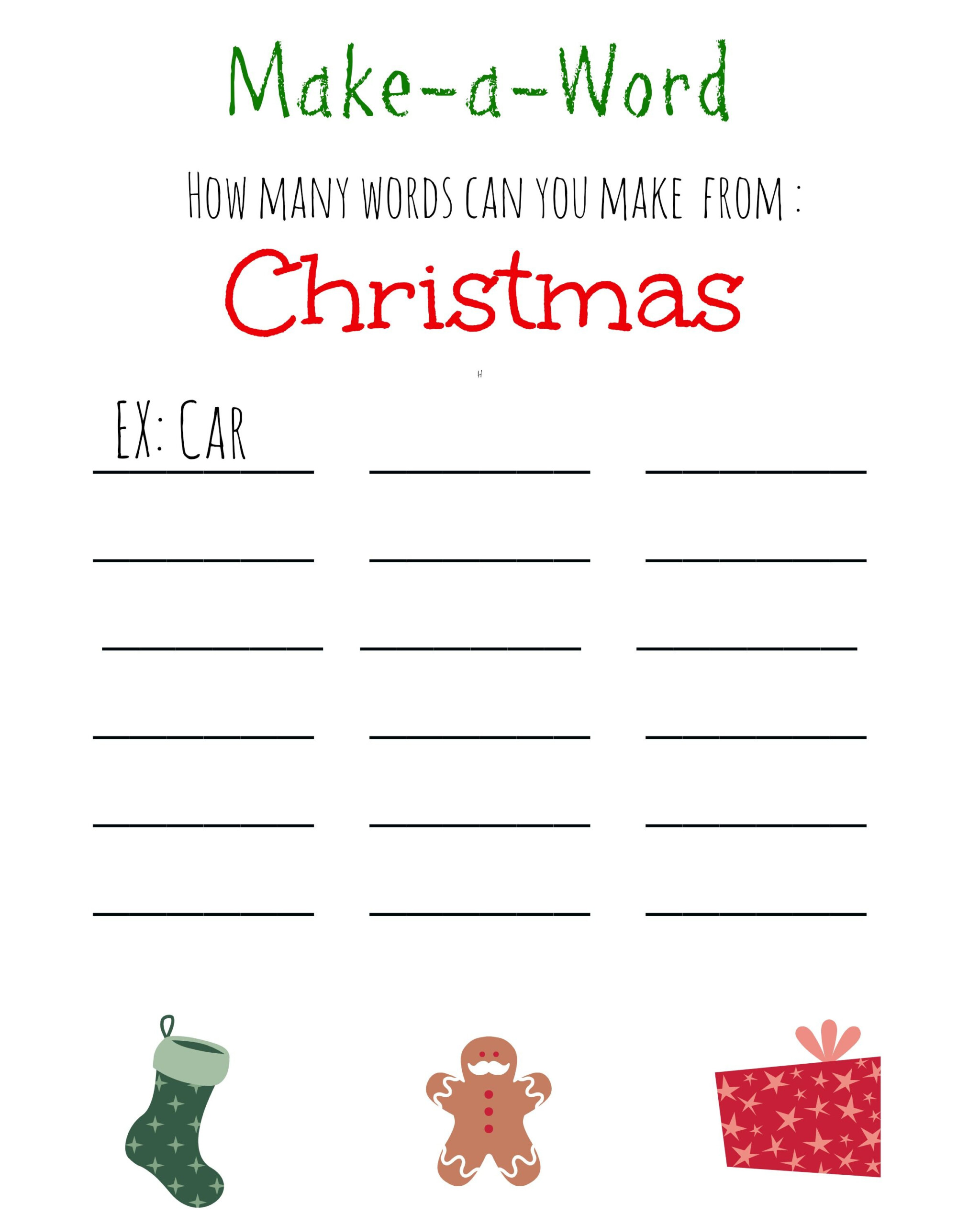 Christmas Make-A-Word {Free Printable} - Bargainbriana