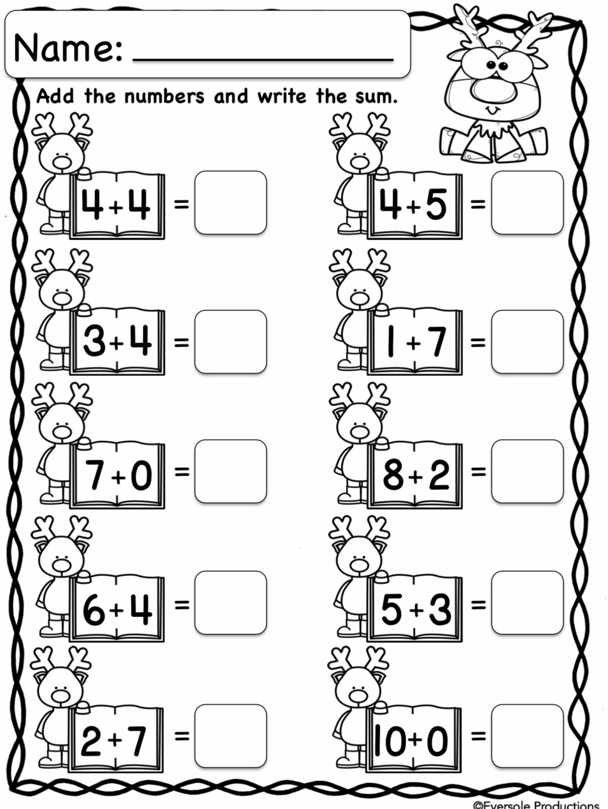 Christmas Math | Kindergarten Math Worksheets Addition
