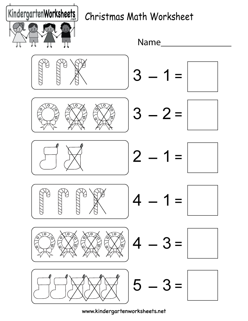 Christmas Math Worksheet - Free Kindergarten Holiday