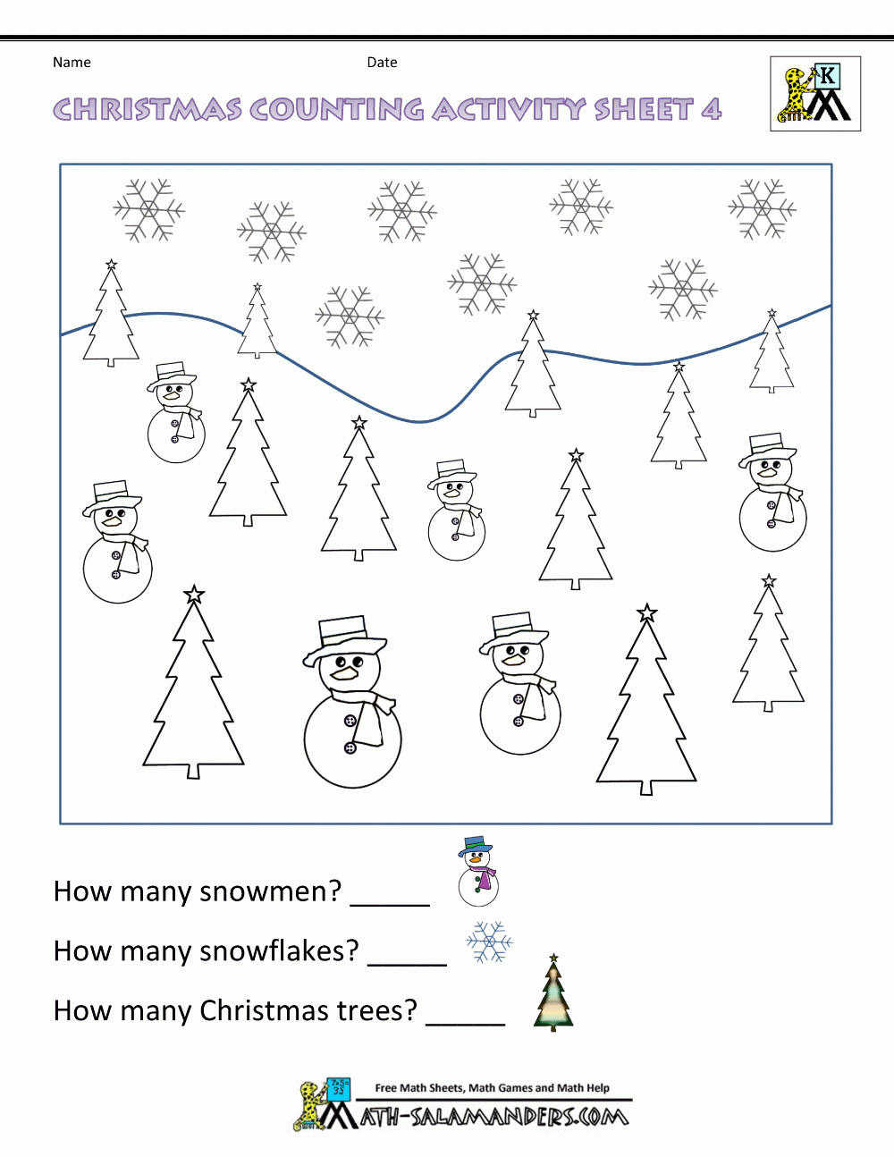 Christmas Math Worksheets For Kindergarten