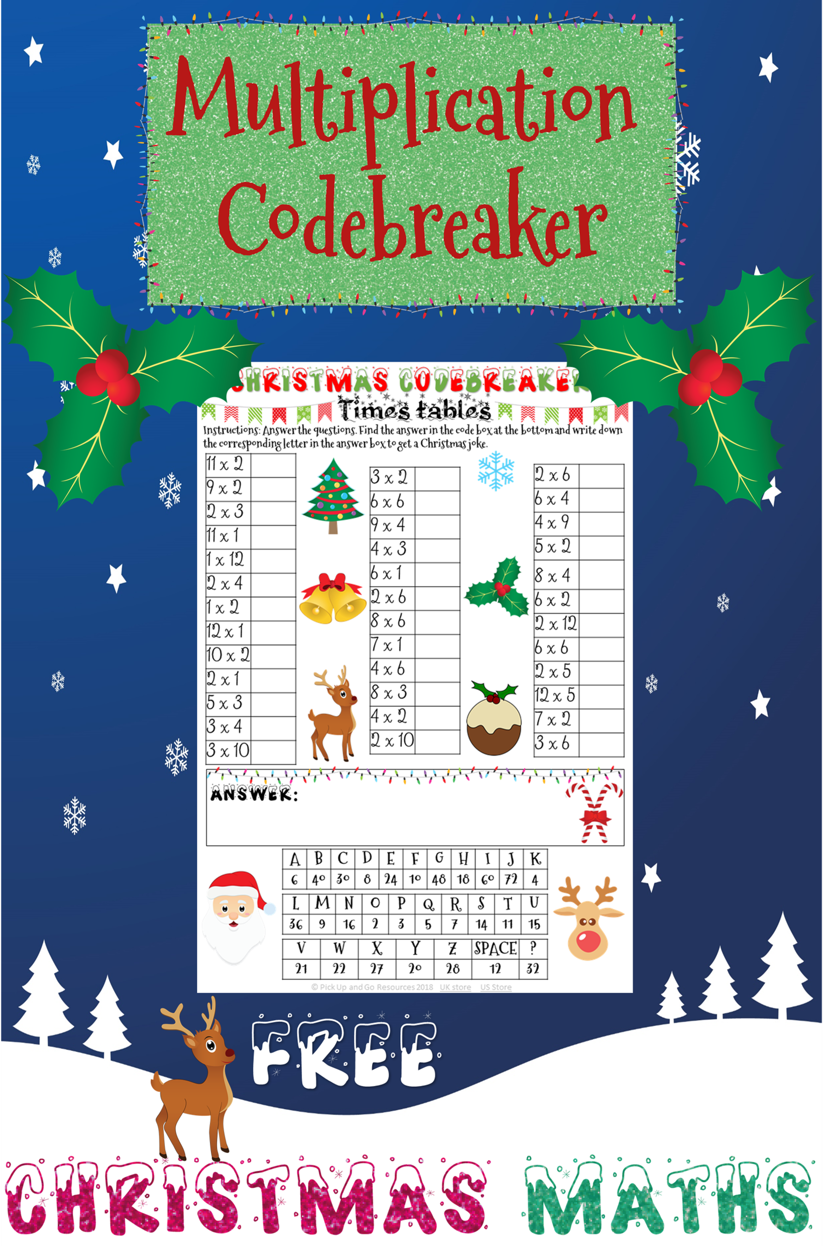 Christmas Maths Multiplication Code Breaker | Christmas Math