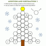 Christmas Maths Sheet Tree Addition Subtraction 1