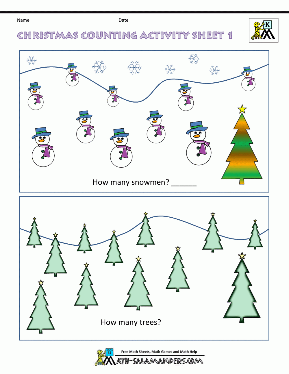 Christmas Maths Worksheets For Early Years