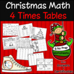 Christmas Multiplication - 4 Times Tables - No Prep Worksheets
