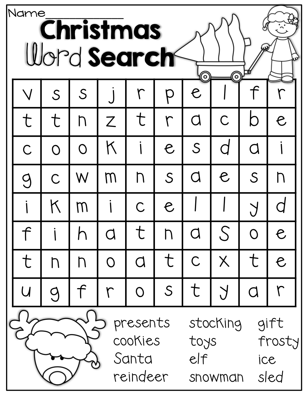 Christmas No Prep Packet (1St Grade) | Christmas Word Search