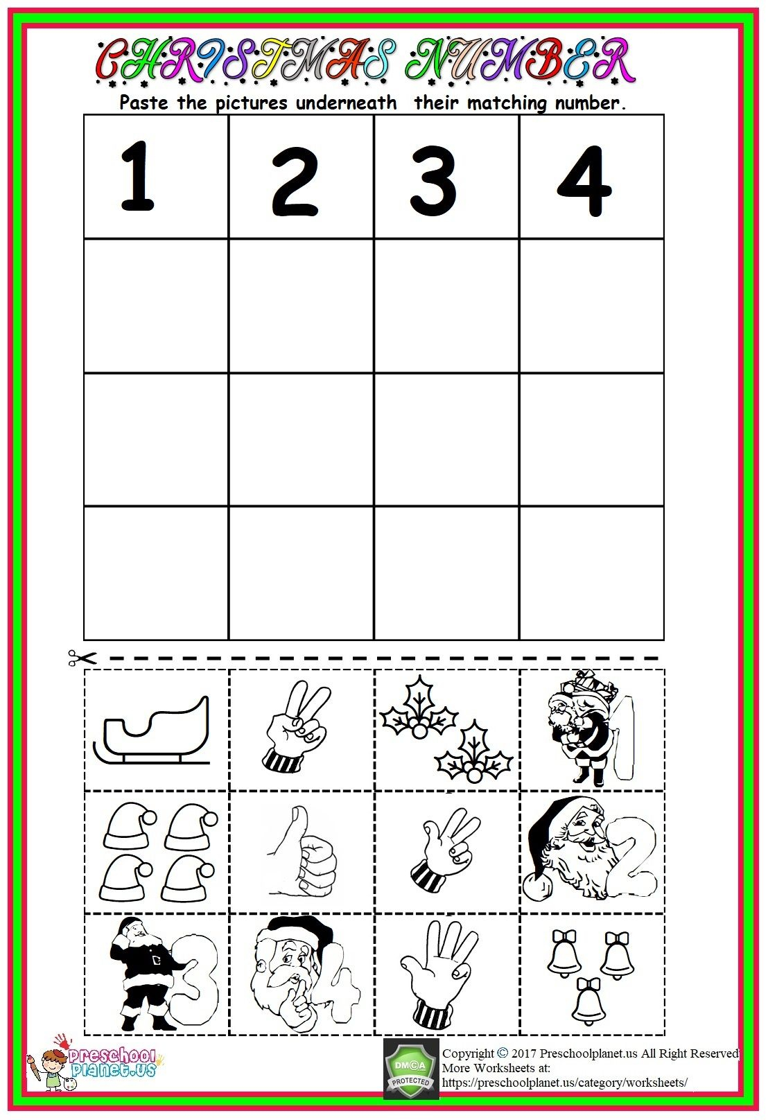 Christmas Number Worksheet | Number Worksheets, Preschool