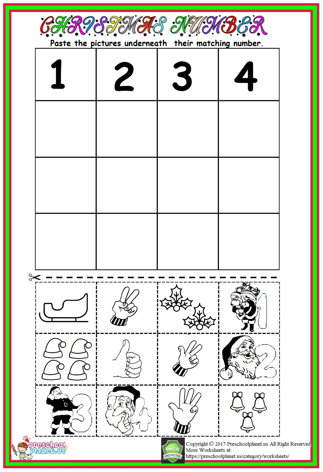 Christmas Number Worksheet – Preschoolplanet