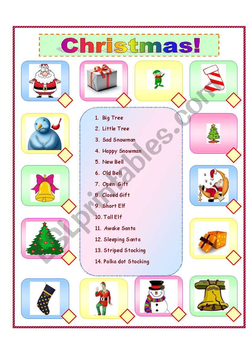 Christmas Opposites - Esl Worksheet703Davidfrog