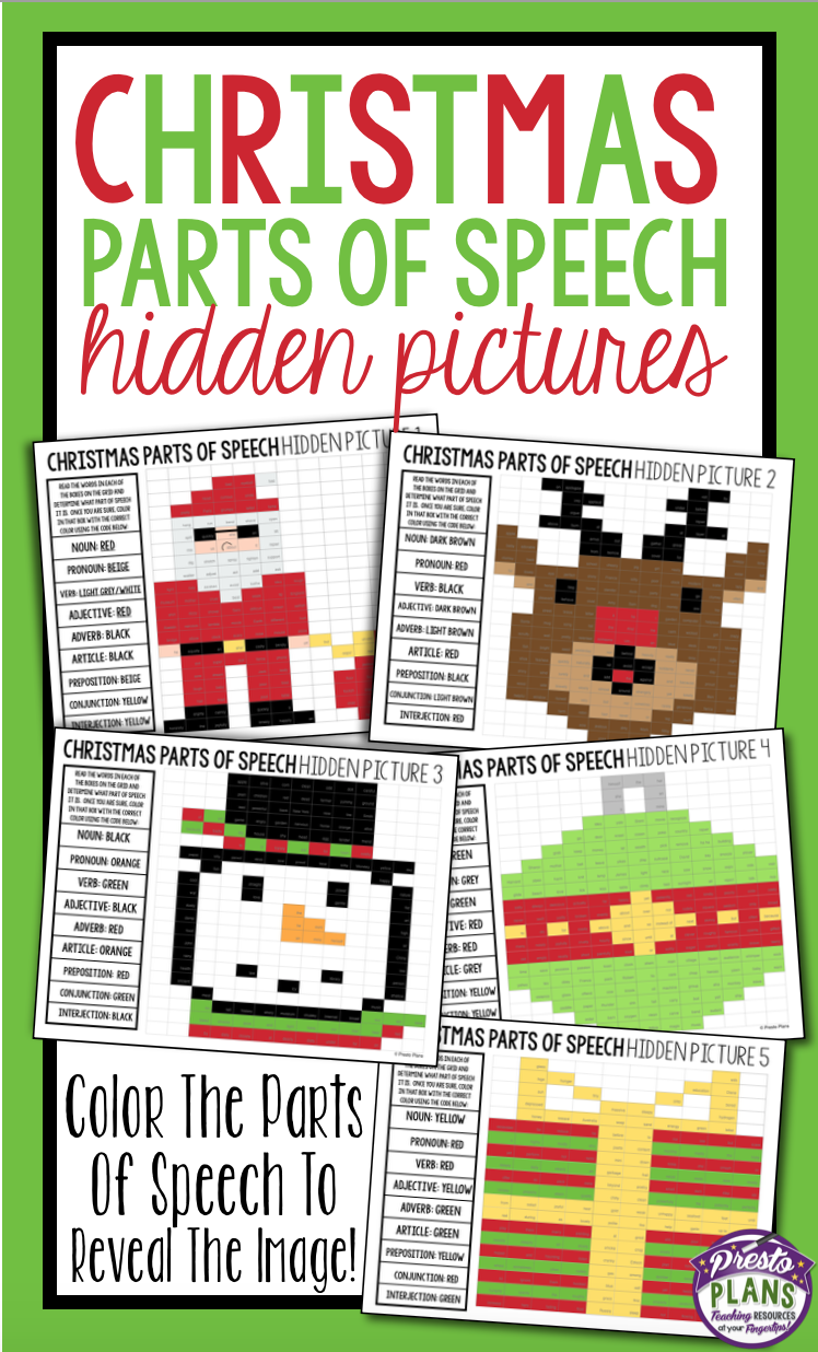 Christmas Parts Of Speech: Hidden Mystery Pictures | Mystery