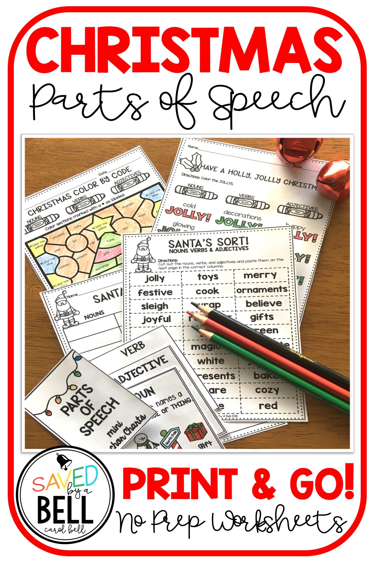 Christmas Parts Of Speech | Parts Of Speech Worksheets