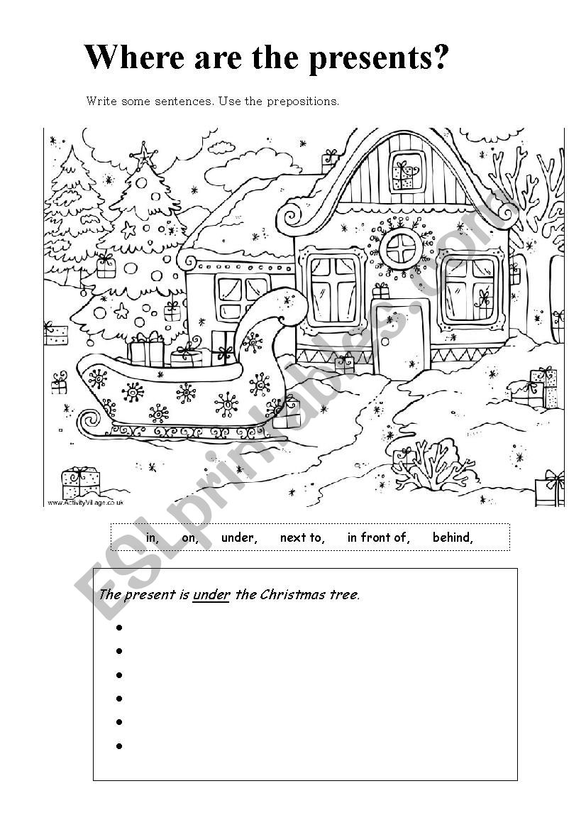 Christmas Prepositions - Esl Worksheetbusanite