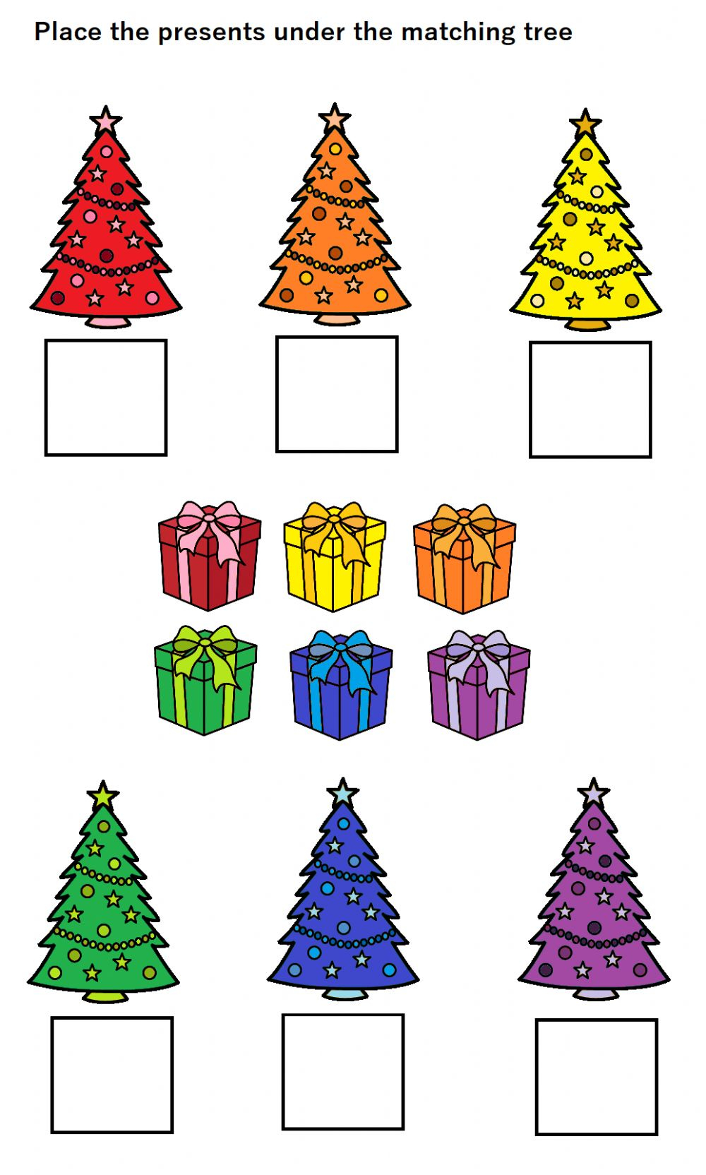 Christmas Present Color Sort Worksheet
