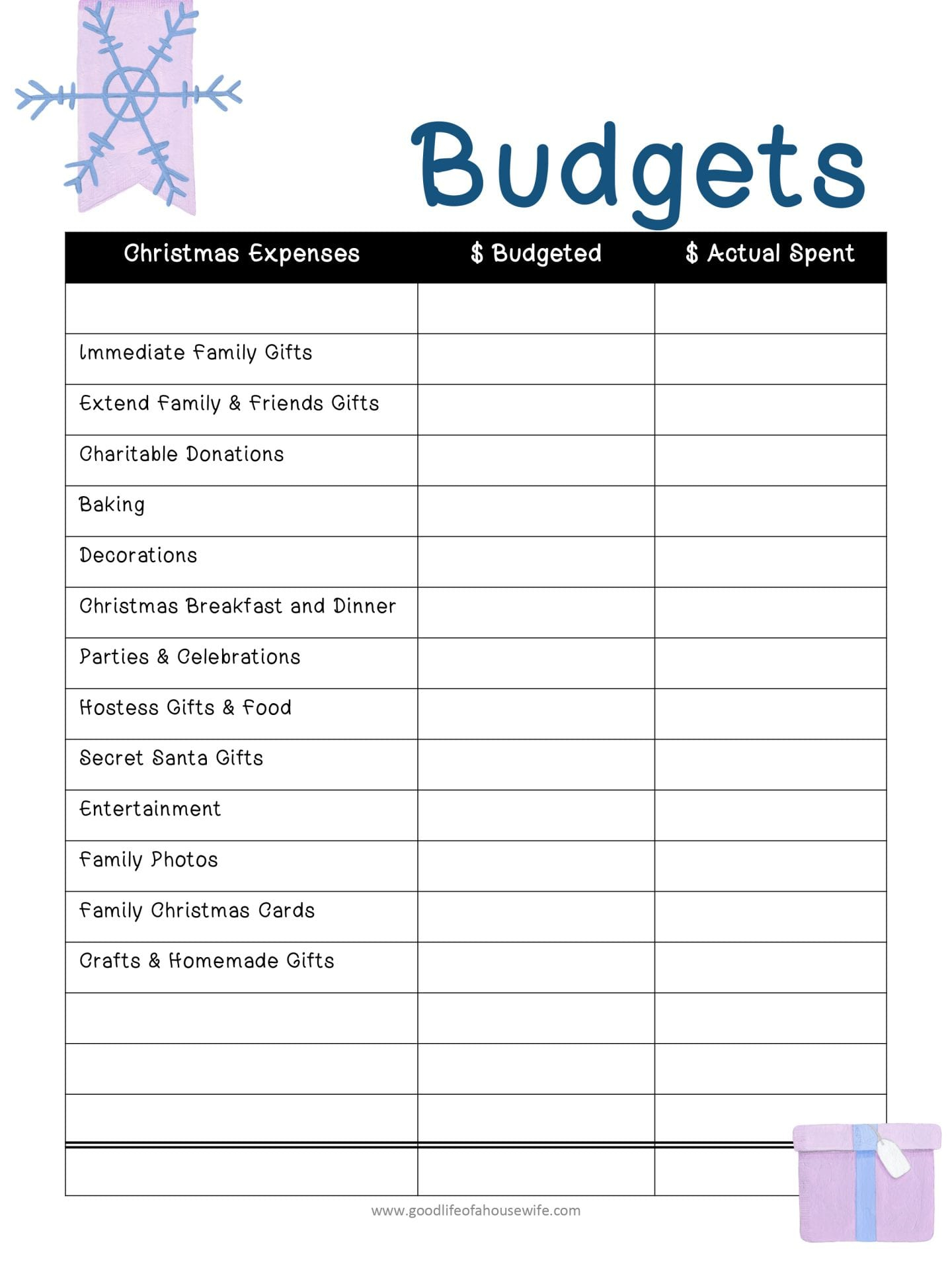 Christmas Printables And Budget Planner – Good Life Of A