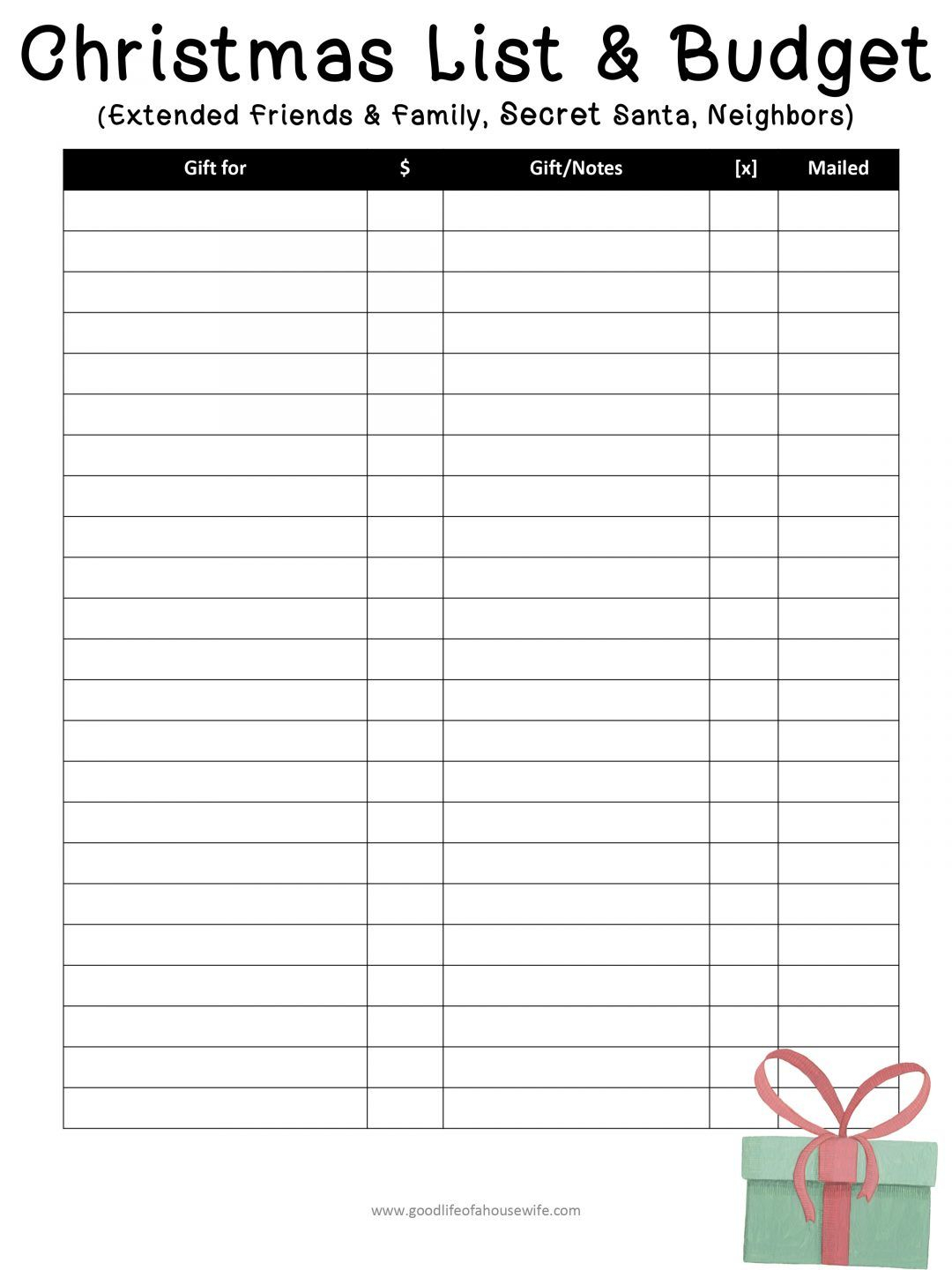 Christmas Printables And Budget Planner – Good Life Of A