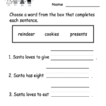 Christmas Reading Worksheet - Free Kindergarten Holiday