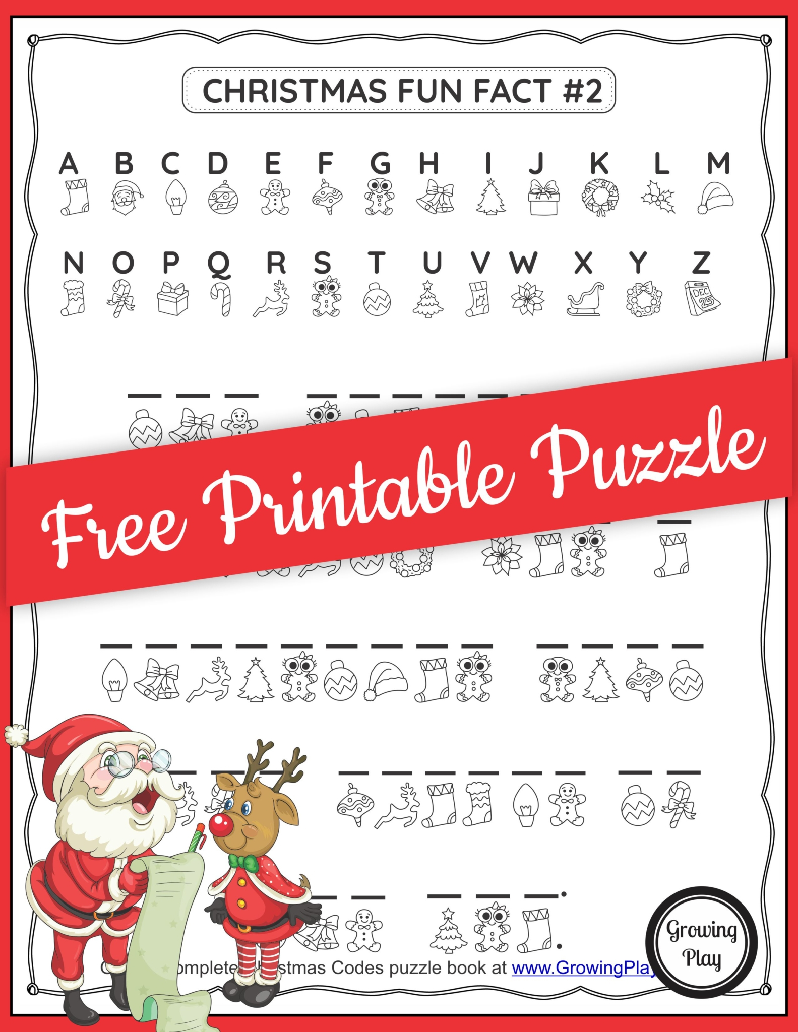 Christmas Secret Code Worksheet - Free Printable - Growing Play