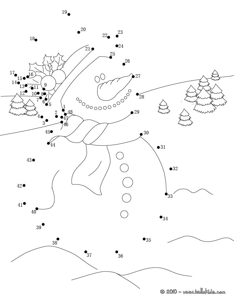 Christmas Snowman - Dot To Dot Game | Christmas Coloring