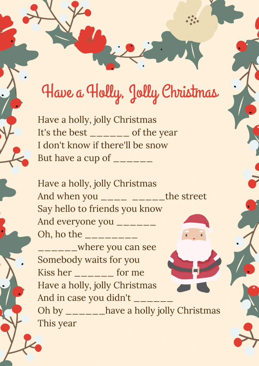 Christmas Songs Worksheets Worksheet