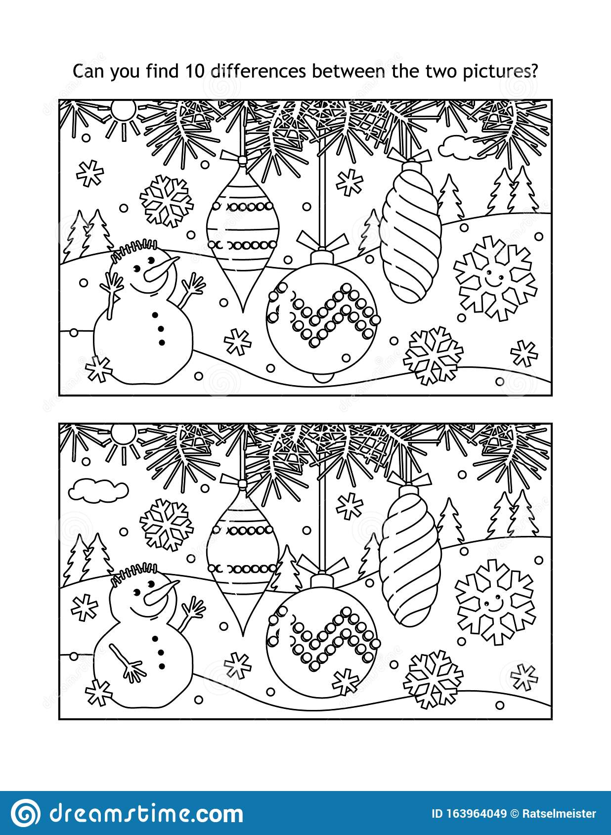 Christmas Spot Difference Stock Illustrations – 124