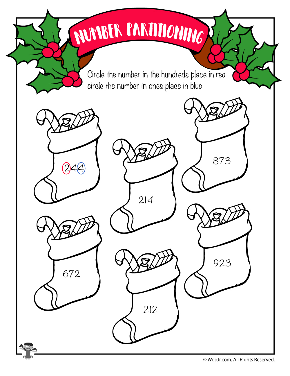 Christmas Stockings Place Value Worksheet | Woo! Jr. Kids