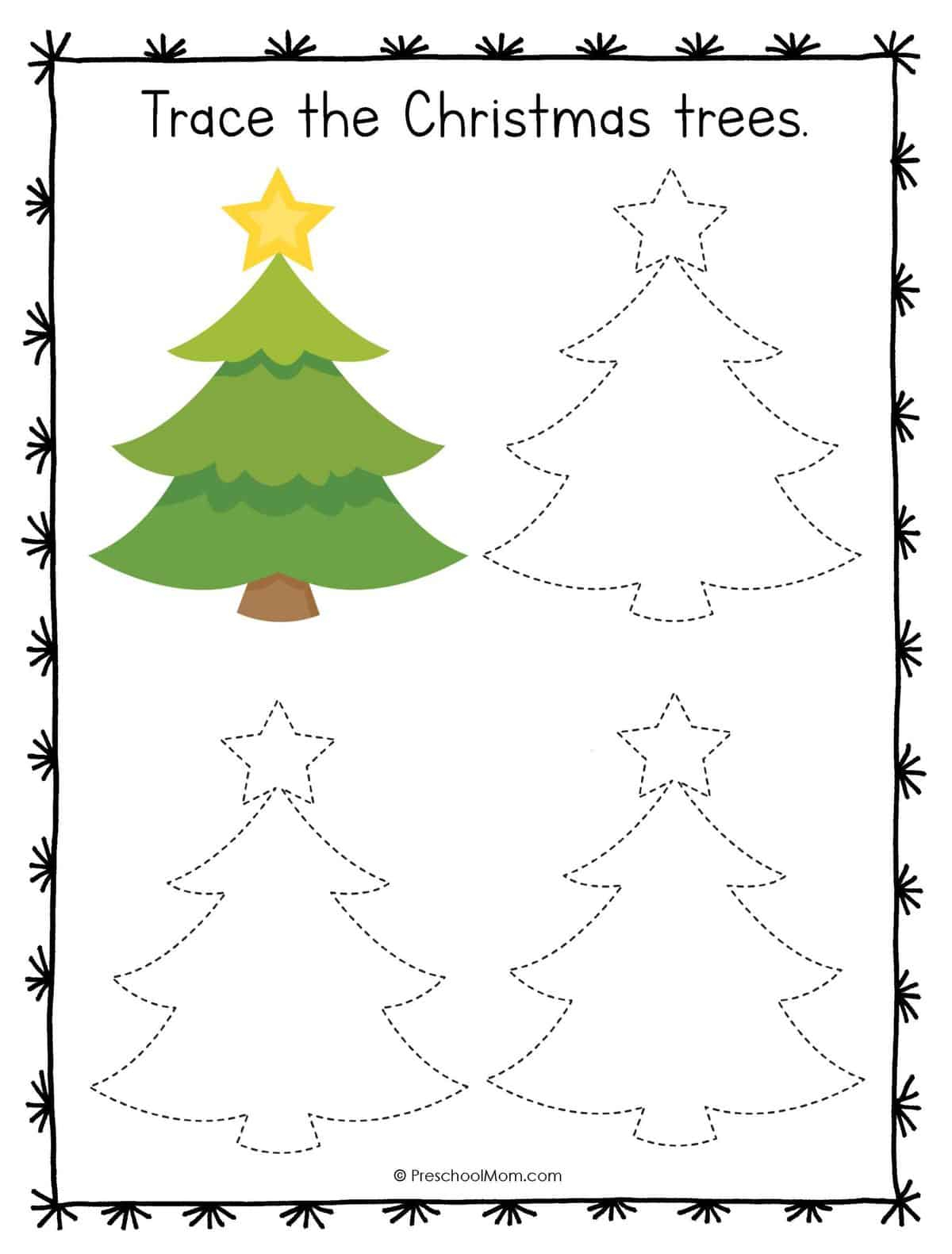 Christmas Symbols Tracing Worksheets - Preschool Mom