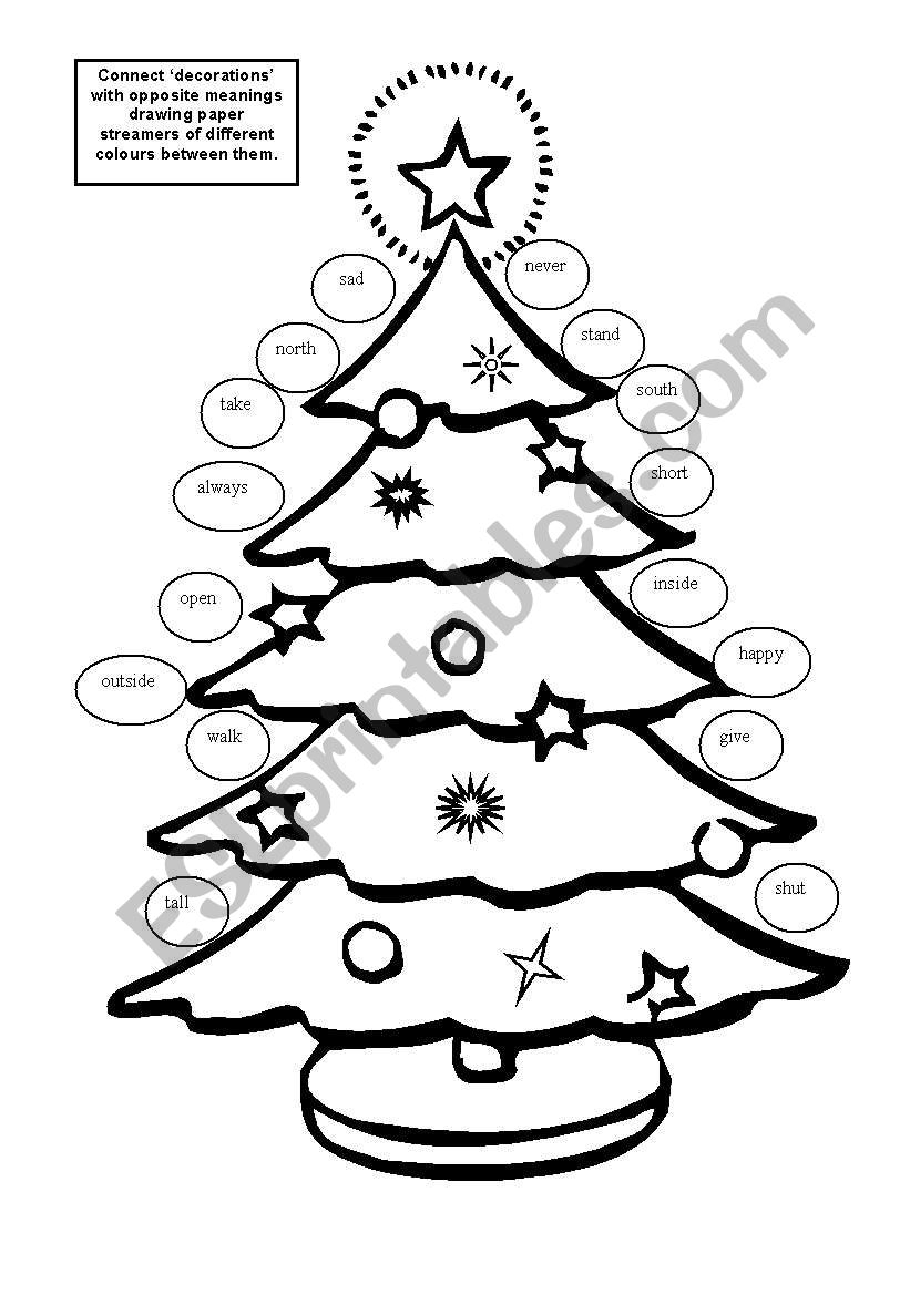 Christmas Tree With Antonyms. - Esl Worksheetvanfudzin