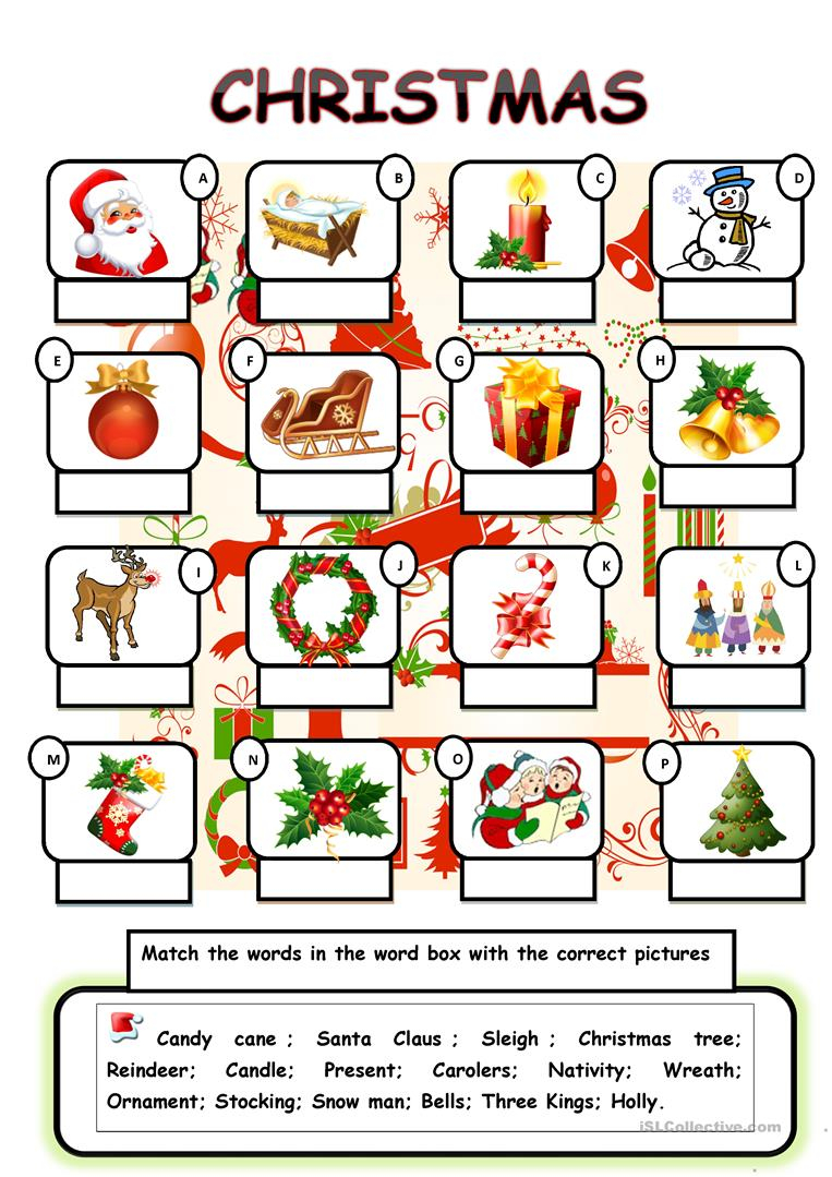 Christmas Vocabulary - English Esl Worksheets For Distance