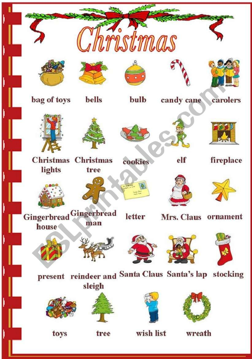 Christmas Vocabulary - Esl Worksheetvanda51