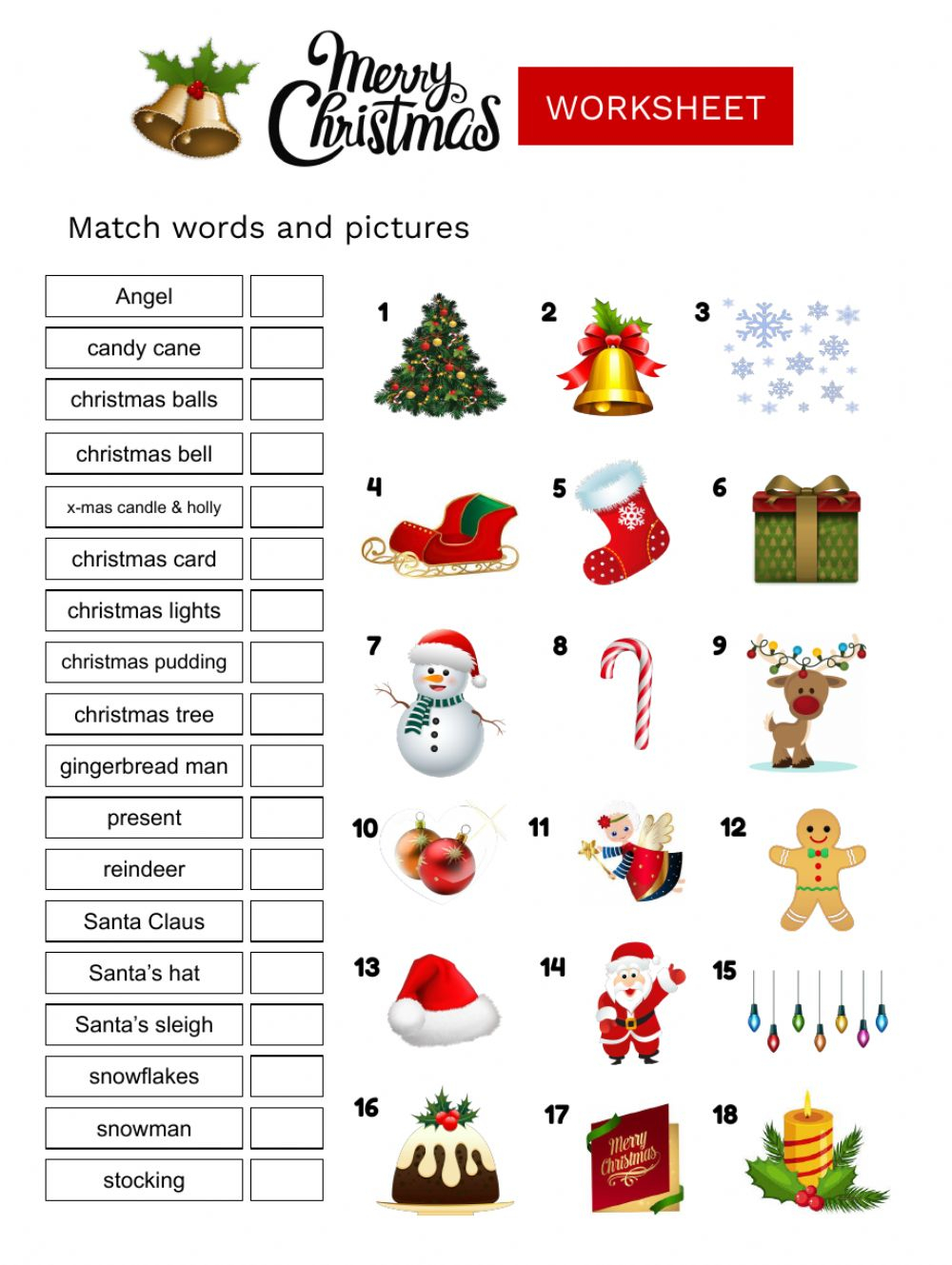 Christmas Vocabulary Online Activity