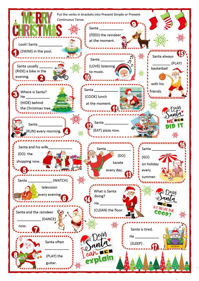 Christmas With Santa - Present Simple Or Present Continuous