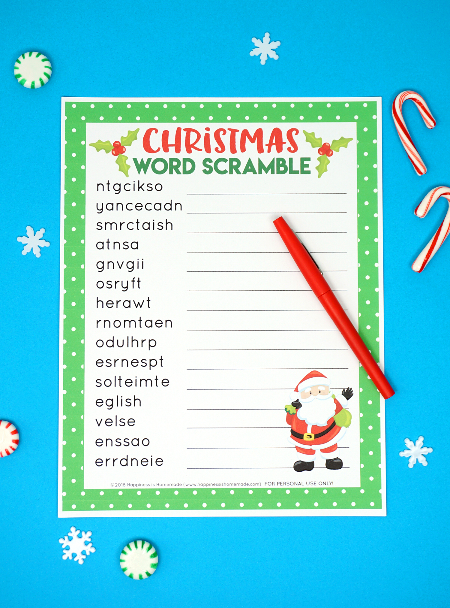 Christmas Word Scramble Worksheets With Answers | Printable