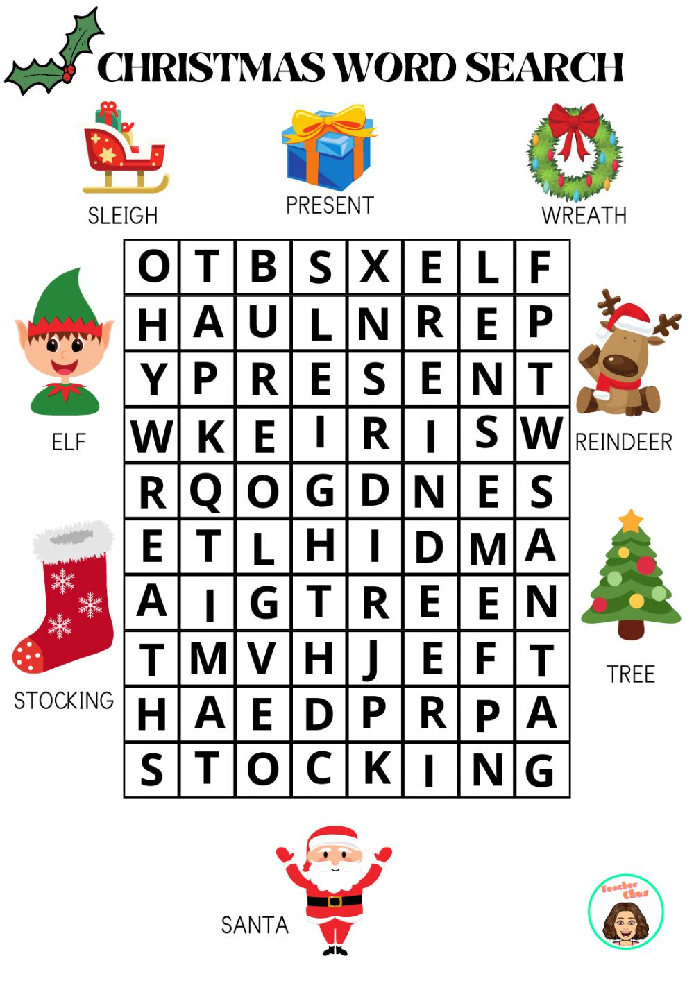 Christmas Word Search Interactive Worksheet