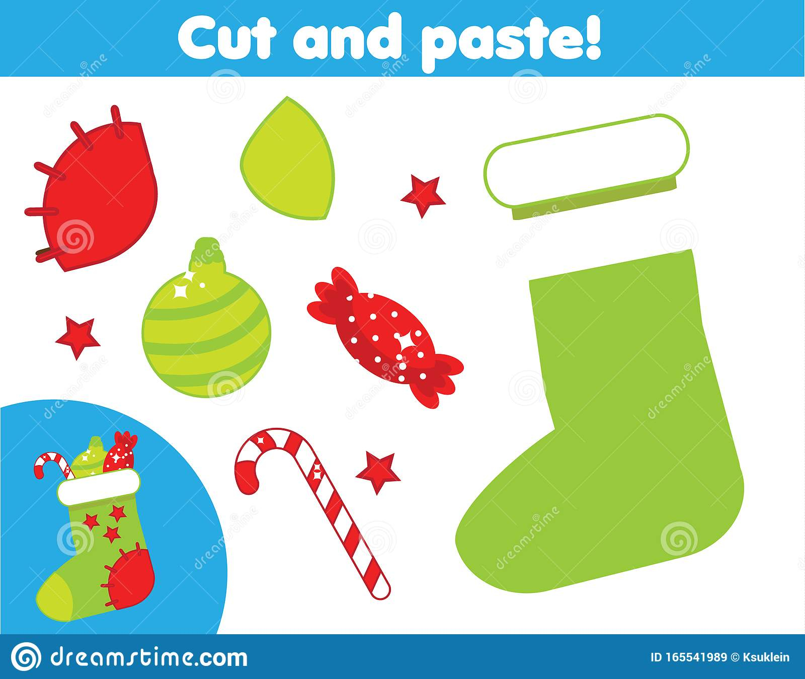 Christmas Worksheet Cut Paste Stock Illustrations – 212